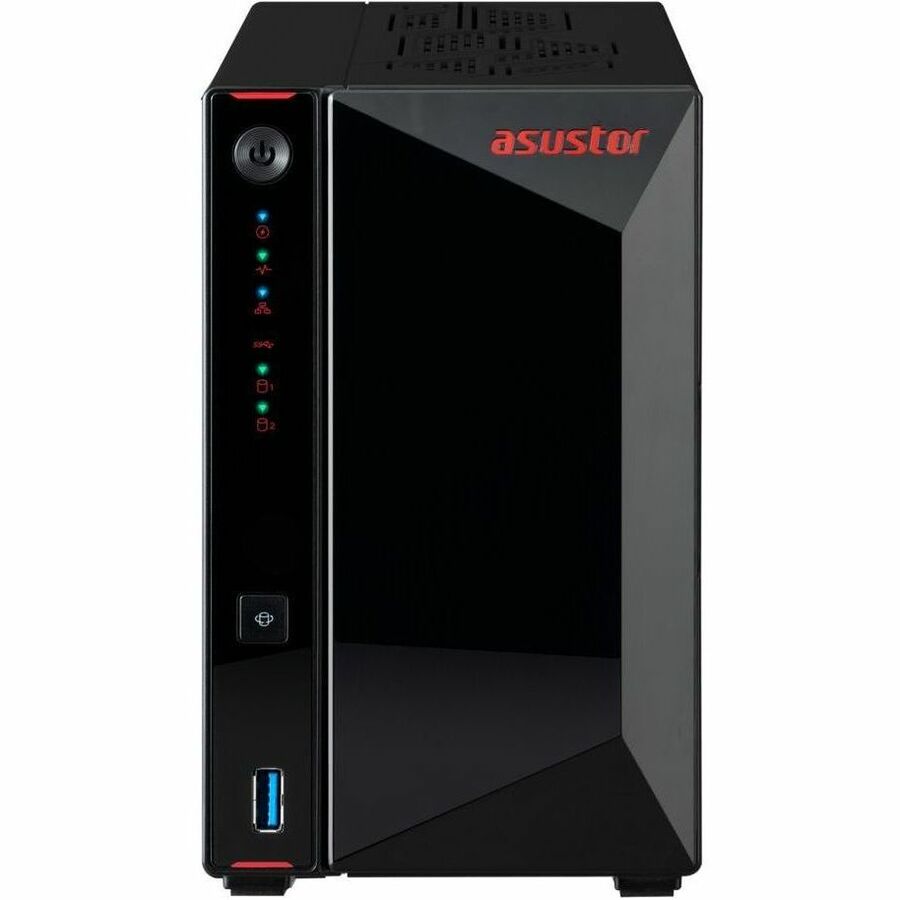 Asustor AS5402T, 2 Bay NAS, Intel Quad-Core 2.0GHz CPU, 4X M.2 NVMe SSD Slots, 2x2.5GbE Ports, 4GB DDR4 RAM, for Gaming and Live Stream, Network Attached Storage(Diskless) - AS5402T