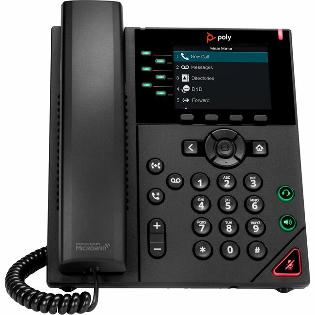 Poly VVX 350 IP Phone - Corded - Corded - Desktop, Wall Mountable - Black - 89B73AA#ABA