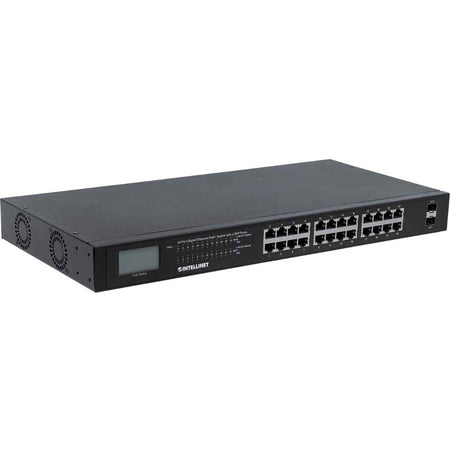 Intellinet 24-Port Gigabit Ethernet PoE+ Switch with 2 SFP Ports and LCD Screen - 561242