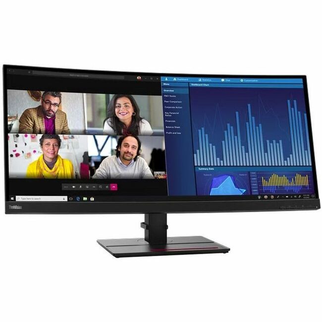 Lenovo ThinkVision P34w-20 34" Class UWQHD Curved Screen LED Monitor - 21:9 - Raven Black - 63F2RAR3U3