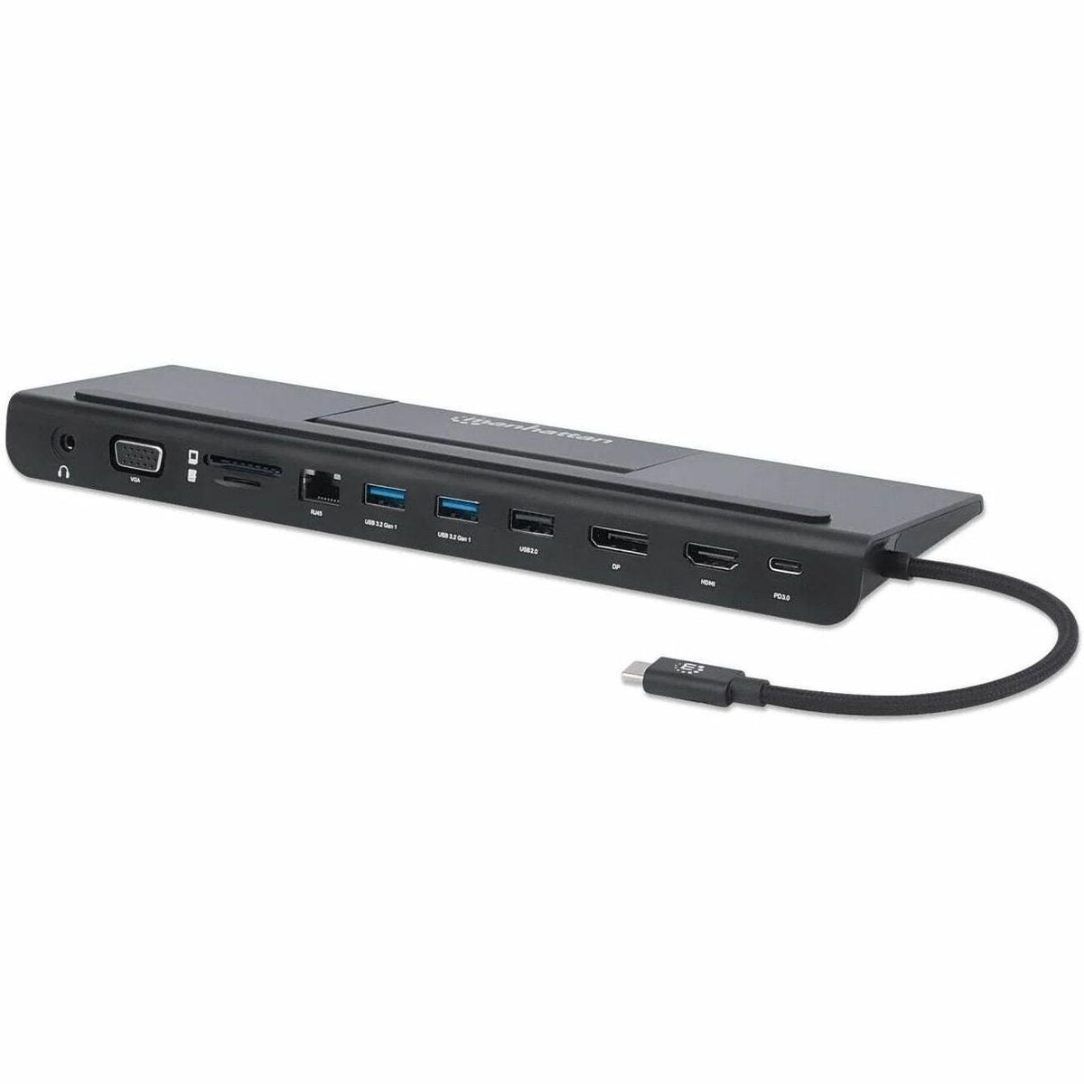 USB-C Dock/Hub with Card Reader and MST, Ports (x9): Audio 3.5mm, DisplayPort, Ethernet, HDMI, USB-A (x3), USB-C and VGA, With Power Delivery (100W) to USB-C Port (Note add USB-C wall charger and USB-C cable needed),All Ports can be used at the same time - 153478