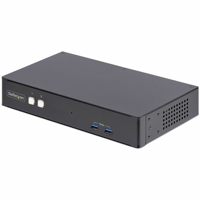 StarTech.com 2-Port Dual-Monitor DisplayPort KVM Switch, RS232 Serial Control, 4K 60Hz, 2x USB 5Gbps Hub Ports, TAA Compliant - P2DD46A22-KVM-SWITCH