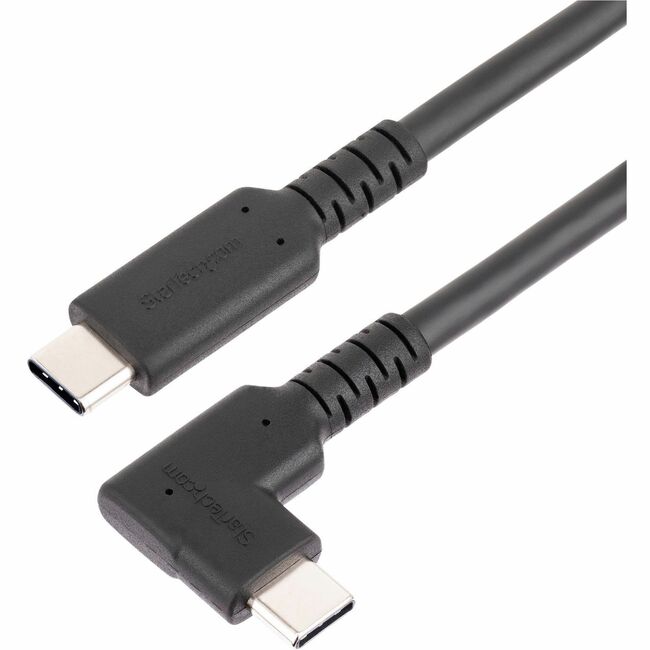 StarTech.com 1.6ft (50cm) Rugged Right Angle USB-C Cable, USB 3.2 Gen 2 (10 Gbps), USB C to C Data Transfer Cable, 100W PD, 4K 60Hz, 90 Degree USB-C Cable - RUSB31CC50CMBR