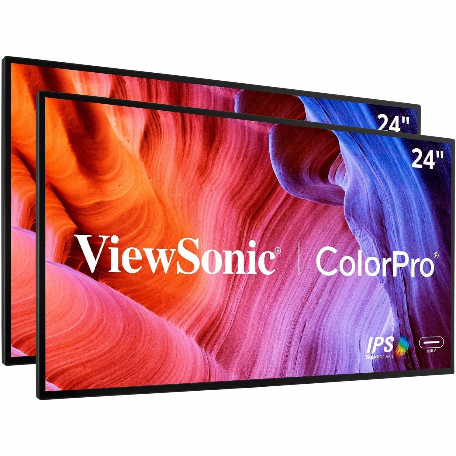 ViewSonic ColorPro VP2468a_H2 - 24" Dual Pack Head-Only IPS 1080p Monitors with 60W USB C, Daisy Chain - 250 cd/m&#178; - VP2468A_H2