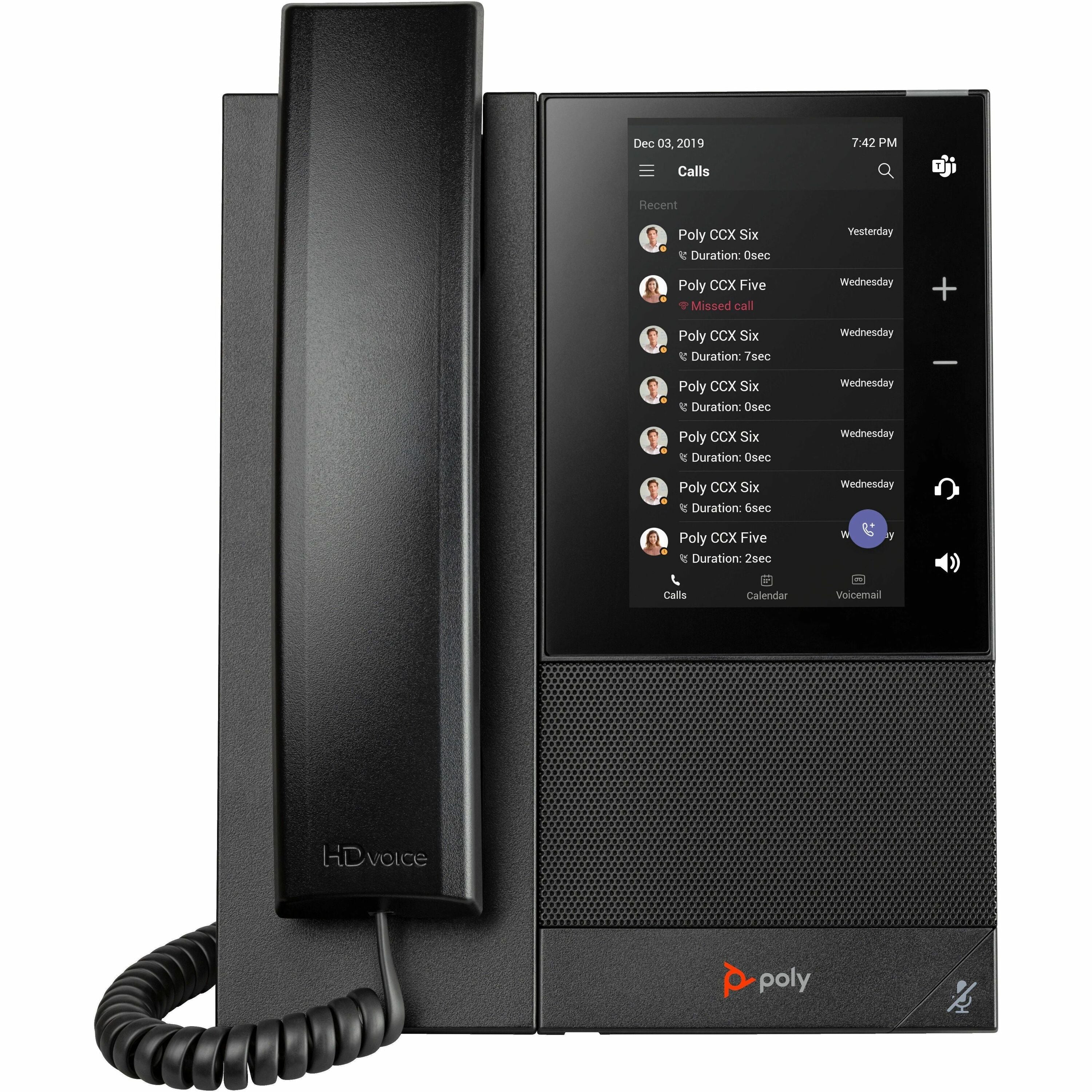 Poly CCX 500 IP Phone - Corded - Corded/Cordless - Bluetooth - Desktop, Wall Mountable - Black - TAA Compliant - 849A4AA#ABA