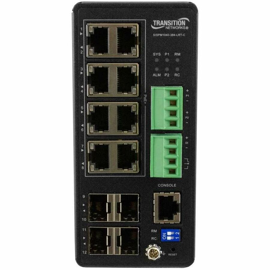 Lantronix Managed Hardened Gigabit Ethernet PoE+ Switch - SISPM1040-384-LRT-C