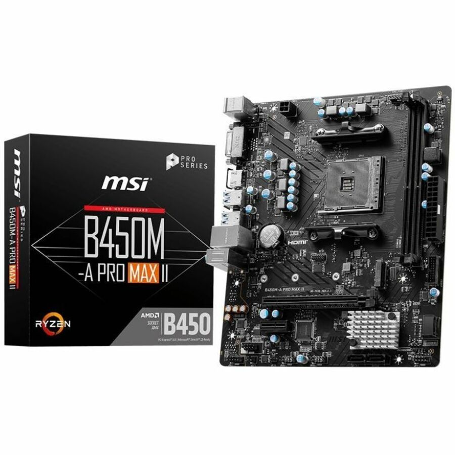 MSI B450M-A PRO MAX II Gaming Desktop Motherboard - AMD B450 Chipset - Socket AM4 - Micro ATX - B450MAPROMAXII