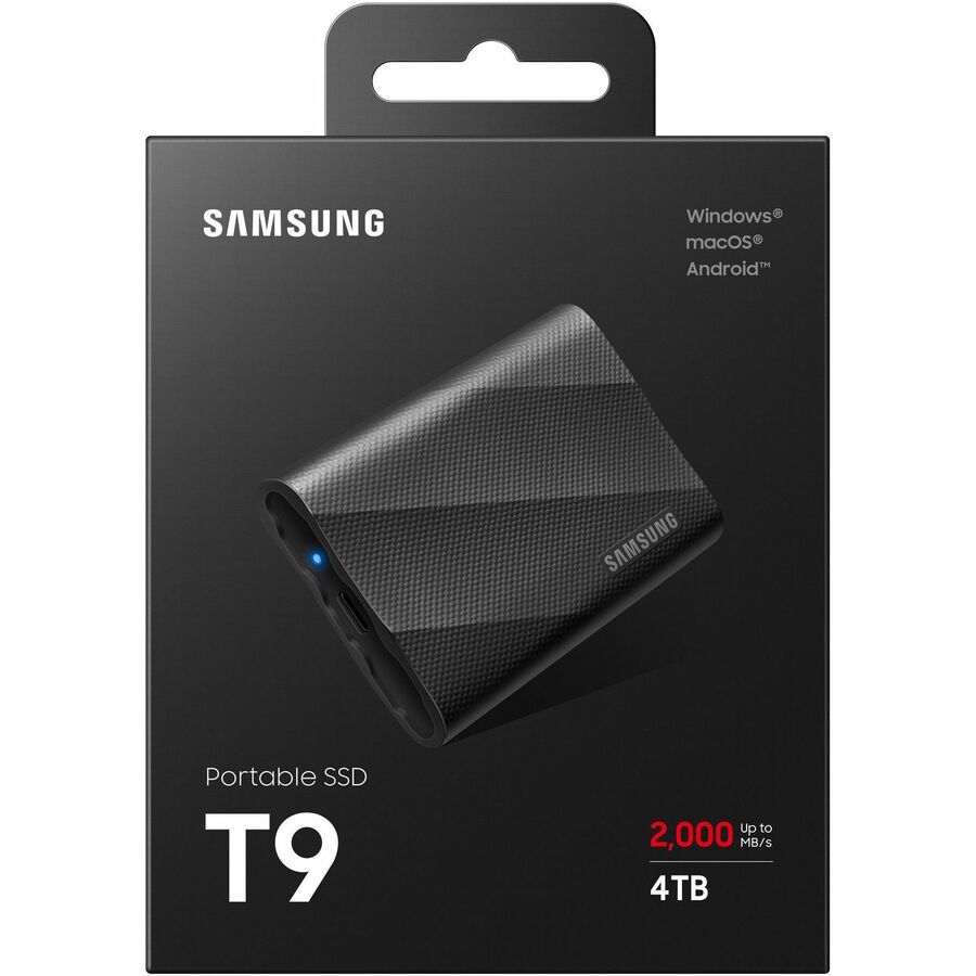 Samsung T9 4 TB Portable Rugged Solid State Drive - External - PCI Express NVMe - Black - MU-PG4T0B/AM