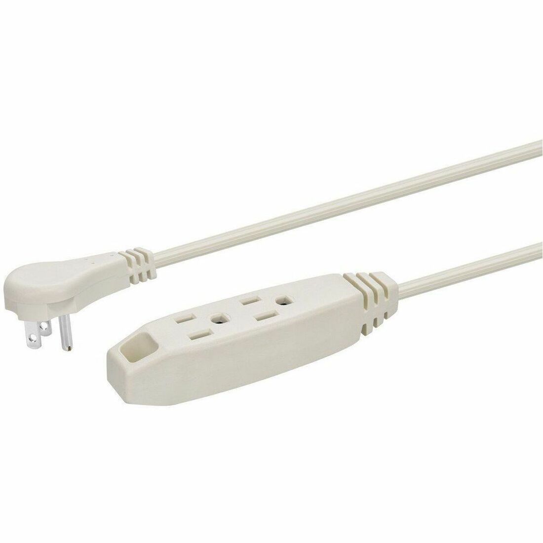 Monoprice 3-Outlet Flat Plug Household Extension Cord, 16AWG, 13A, SPT-2, White, 10ft - 44318