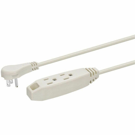 Monoprice 3-Outlet Flat Plug Household Extension Cord, 16AWG, 13A, SPT-2, White, 10ft - 44318