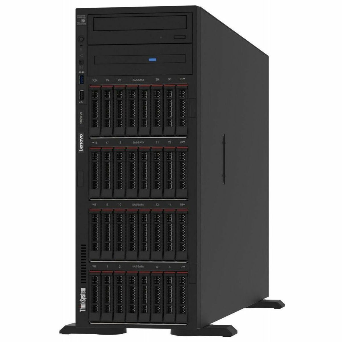 Lenovo ThinkSystem ST650 V3 7D7A1009NA 4U Tower Server - 1 x Intel Xeon Silver 4410T 2.70 GHz - 32 GB RAM - Serial ATA, 12Gb/s SAS Controller - 7D7A1009NA