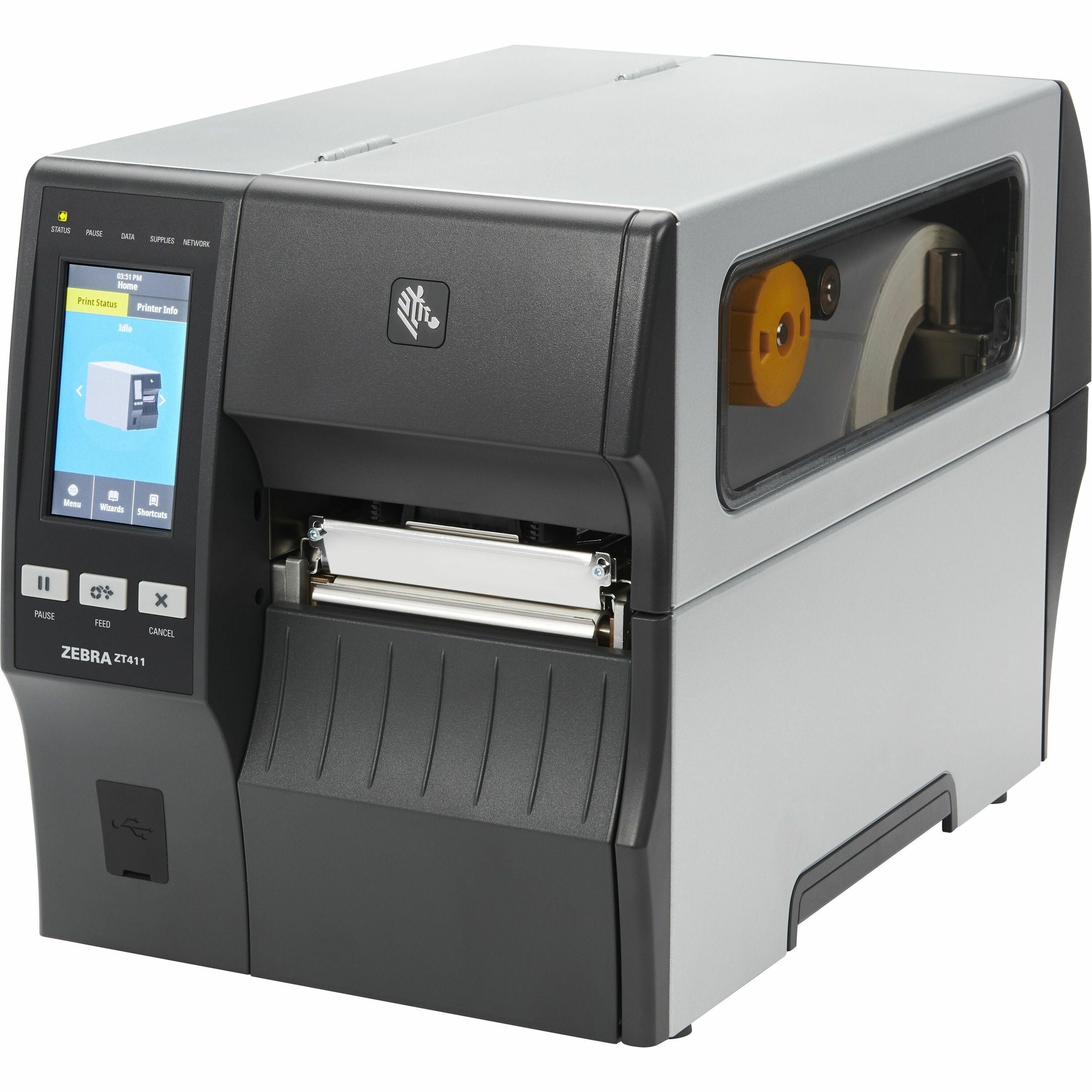 Zebra ZT411 Industrial, Manufacturing, Transportation & Logistic, Retail, Healthcare, Distribution Center, Asset Tracking, Pharmacy, Laboratory Thermal Transfer Printer - Monochrome - Desktop - Label Print - Fast Ethernet - USB - USB Host - Serial - Bluetooth 4.1, 4.2 - IEEE 802.11ac Wireless LAN - Near Field Communication (NFC) - RFID - US - With Cutter - ZT41142-T01A0A0Z
