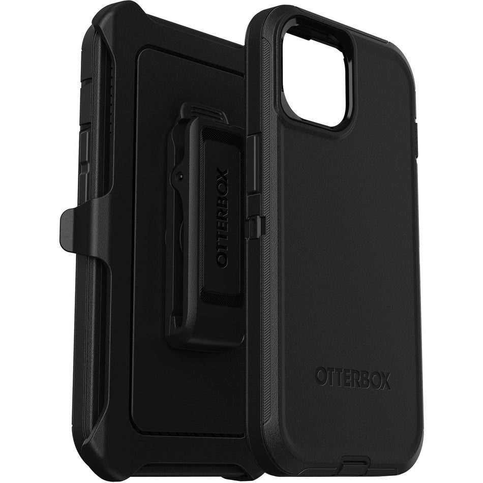 OtterBox Defender Carrying Case (Holster) Apple iPhone 15, iPhone 14, iPhone 13 Smartphone - Black - 77-92557