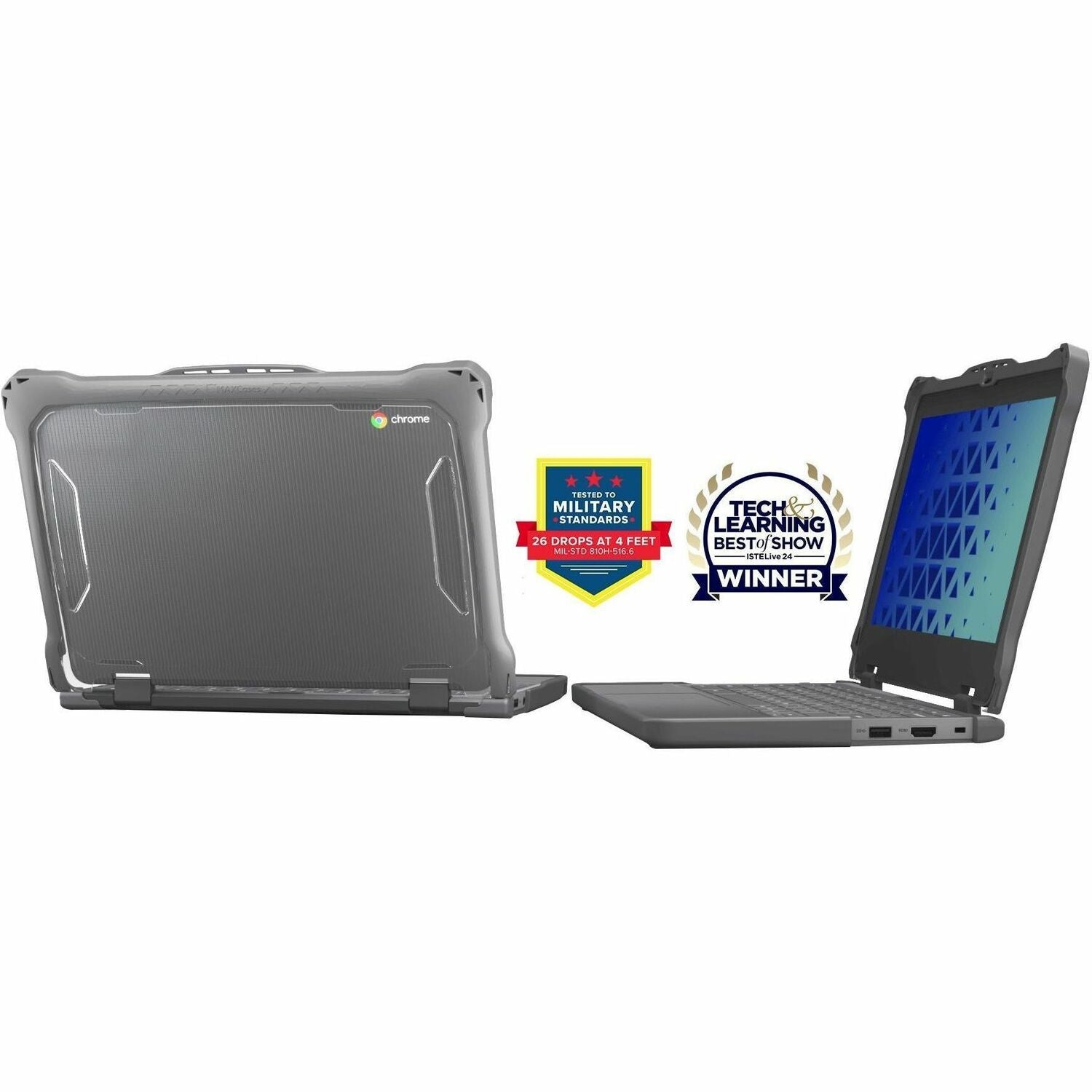 MAXCases Extreme Shell-F2 for Acer R856TN Spin 512 & R853TN Spin 511 Chromebook 12" (Gray/Clear) - AC-ESF-R856-BCLR