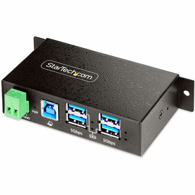 StarTech.com 4-Port Managed USB Hub, Heavy Duty Metal Industrial Housing, ESD & Surge Protection, Wall/Desk/Din-Rail Mountable, USB 5Gbps - 5G4AINDRM-USB-A-HUB