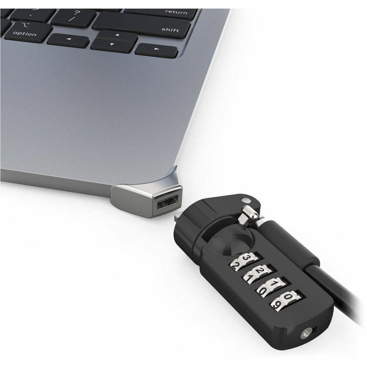 Compulocks Ledge Lock Adapter for MacBook Air 15" M2 and M3 with Combination Cable Lock Silver - MBALDG05CL