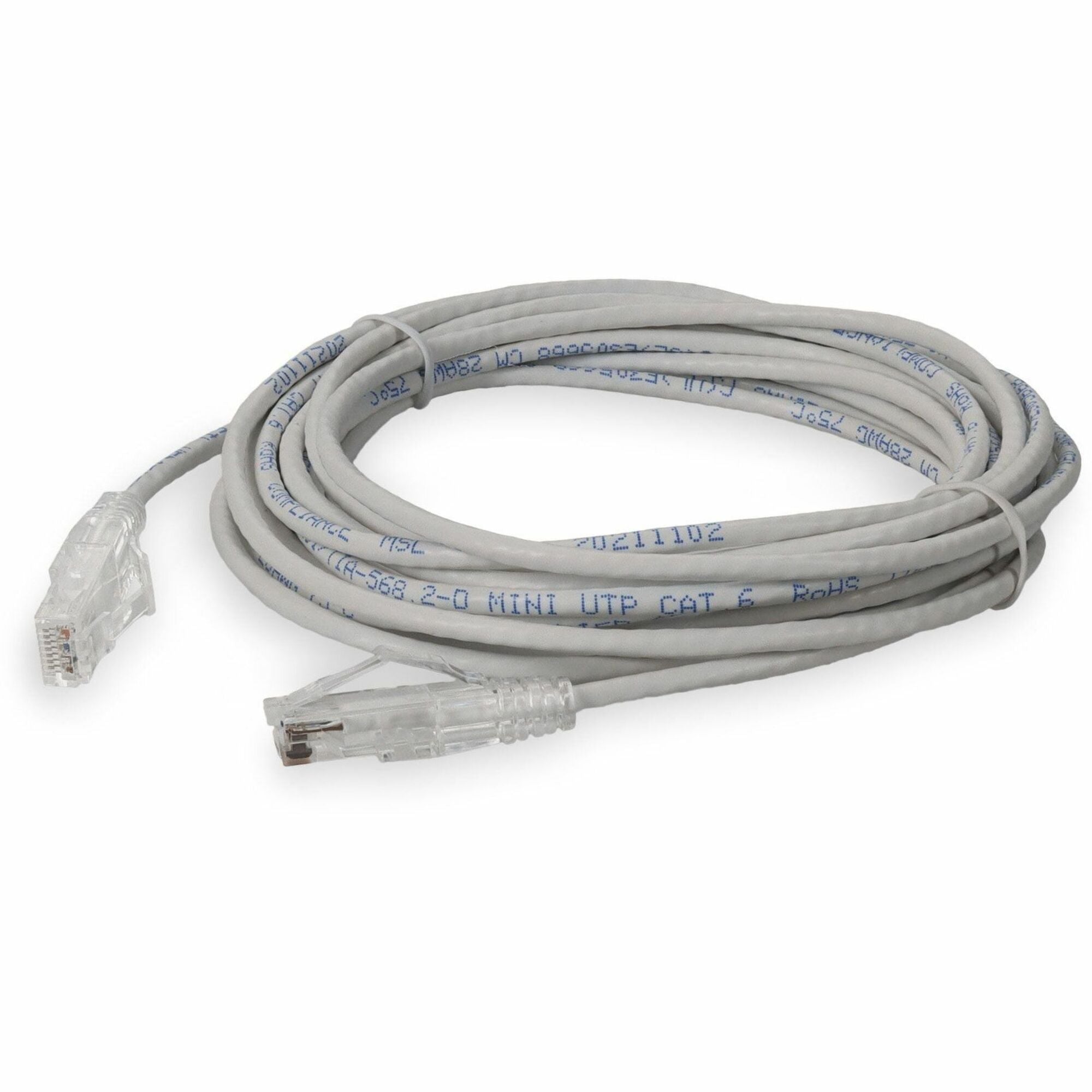 AddOn 12ft White CAT 6 Slim PVC Ethernet Cable Snagless Clear-Claw RJ-45 M/M - ADD-12FSLCAT6-WE