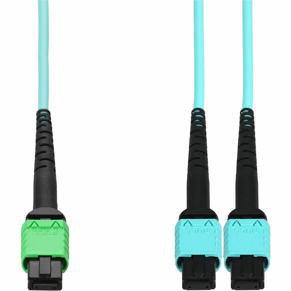 AddOn 5m AMPO-16 2xMPO Aqua OM4 OFNR (Riser-Rated) 16-Strand MMF Fiber Fanout Cable - ADD-16FAMPO-2MPO5M5OM4