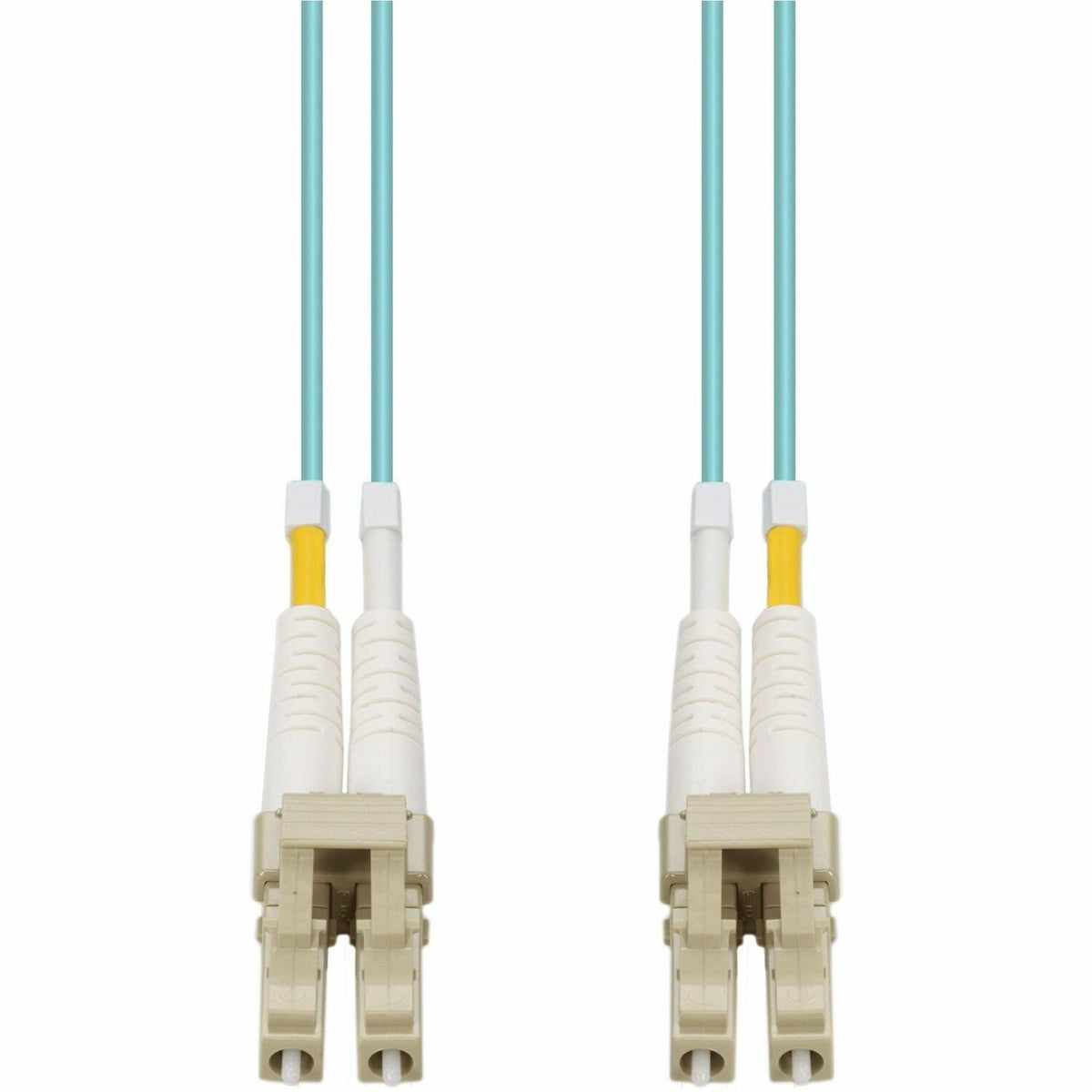 AddOn 15ft LC to LC Aqua OM4 Duplex OFNR (Riser-Rated) Fiber Patch Cable - ADD-LC-LC-15F5OM4