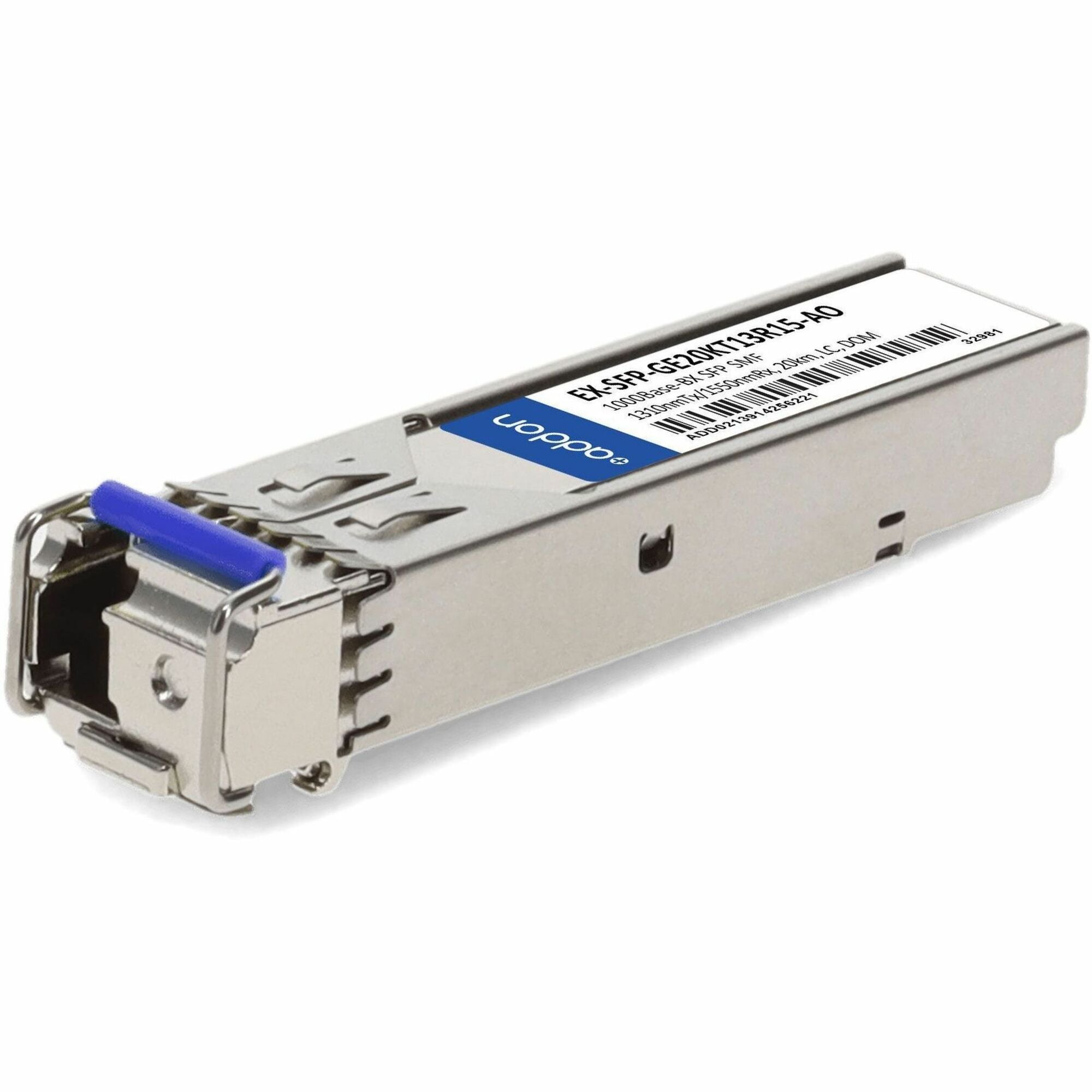 AddOn Juniper Networks&reg; EX-SFP-GE20KT13R15 Compatible TAA 1000Base-BX SFP Transceiver (SMF, 1310nmTx/1550nmRx, 20km, LC, DOM) - EX-SFP-GE20KT13R15-AO