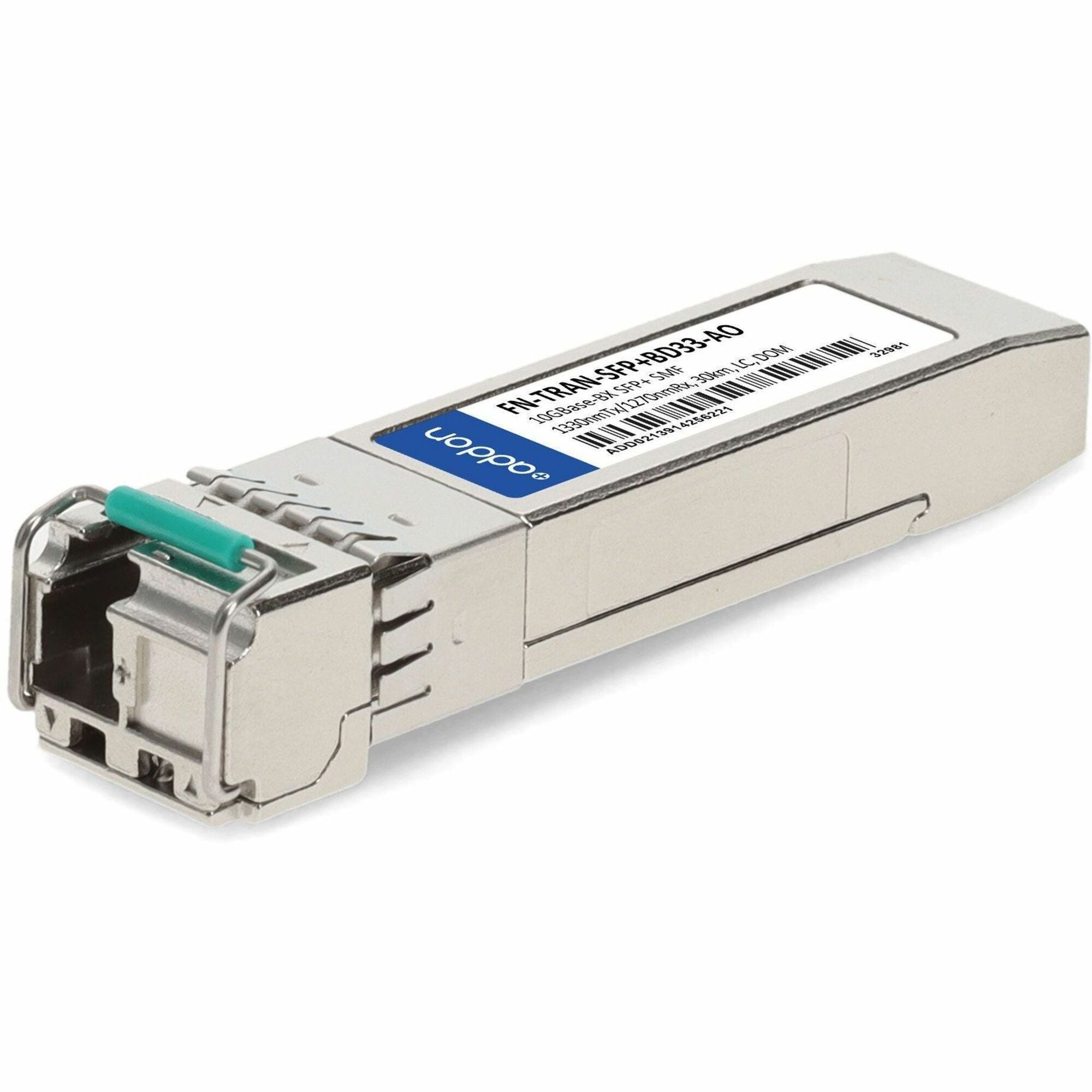 AddOn Fortinet&reg; FN-TRAN-SFP+BD33 Compatible TAA 10GBase-BX SFP+ Transceiver (SMF, 1330nmTx/1270nmRx, 30km, LC, DOM) - FN-TRAN-SFP+BD33-AO