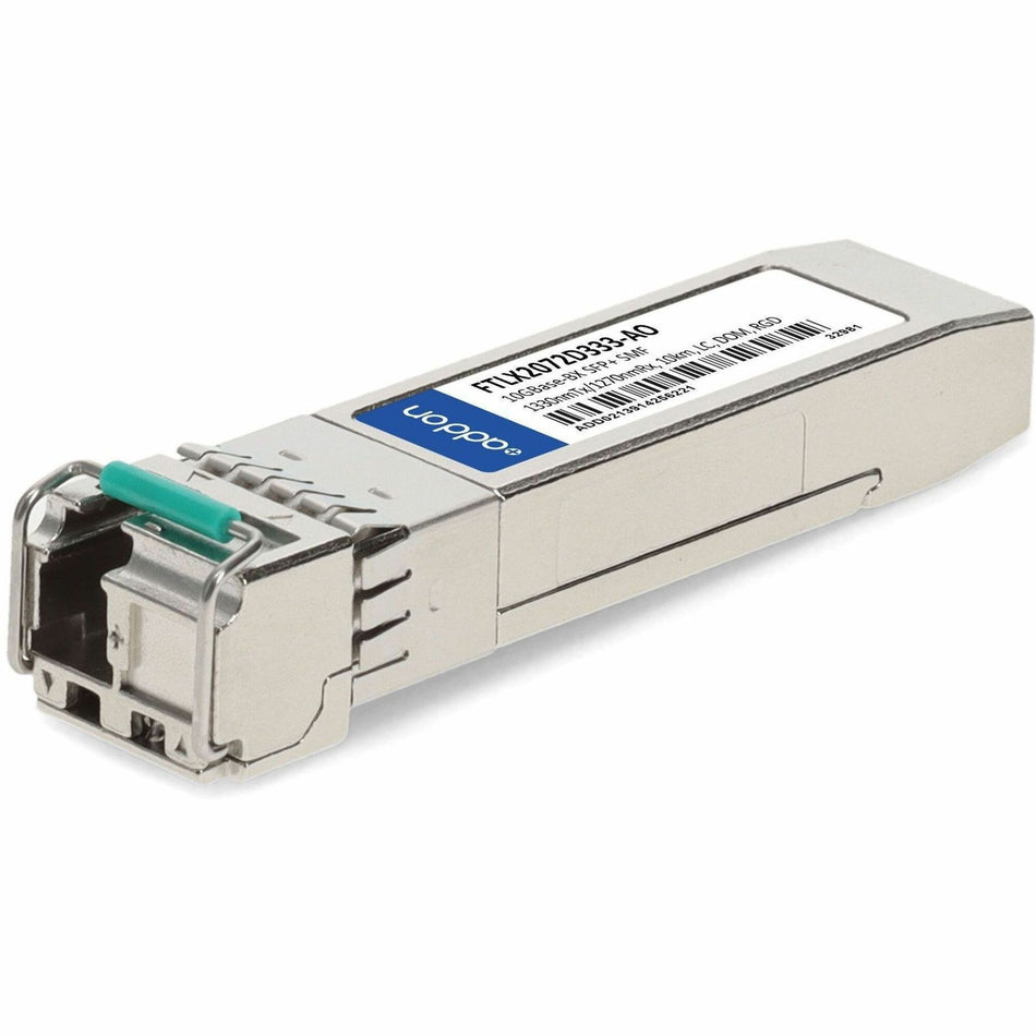AddOn Finisar&reg; FTLX2072D333 Compatible TAA 10GBase-BX SFP+ Transceiver (SMF, 1330nmTx/1270nmRx, 10km, LC, DOM, -40 to 85C) - FTLX2072D333-AO