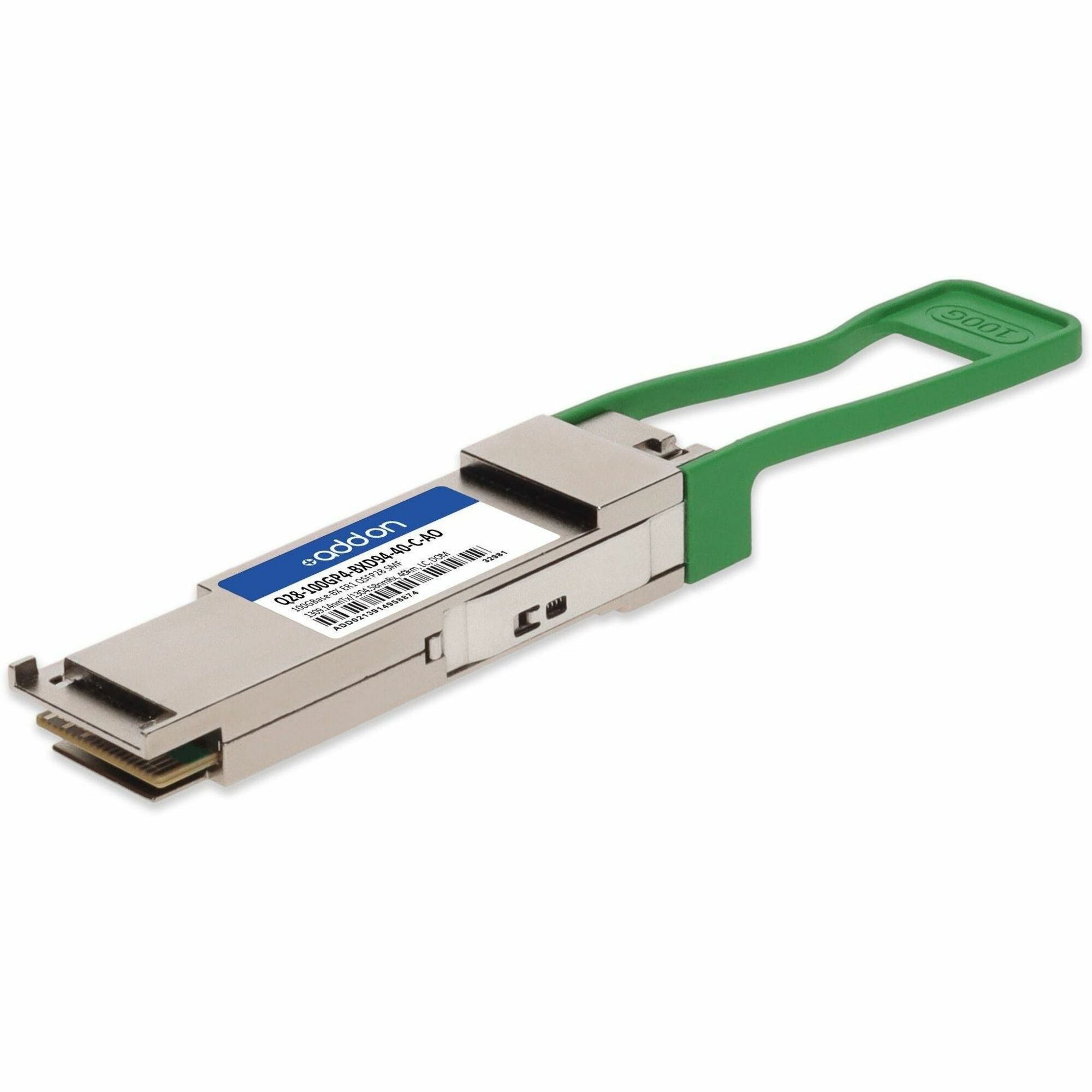 AddOn Cisco&reg; Compatible TAA 100GBase-BX ER1 PAM4 QSFP28 Transceiver Single Lambda (SMF, 1309.14nmTx/1304.58nmRx, 40km, LC, DOM) - Q28-100GP4-BXD94-40-C-AO