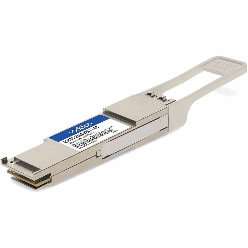 AddOn Juniper Networks&reg; Compatible TAA 100GBase-ZR4 QSFP28 Transceiver (SMF, 1295nm to 1309nm, 80km, LC, DOM, -40 to 85C) - QSFP28-100GB-ZR4-I-J-AO