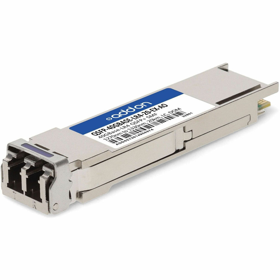 AddOn Extreme Networks&reg; Compatible TAA 40GBase-LR4 QSFP+ Transceiver (SMF, 1270-1330nm, 20km, LC, DOM) - QSFP-40GBASE-LR4-20-EX-AO