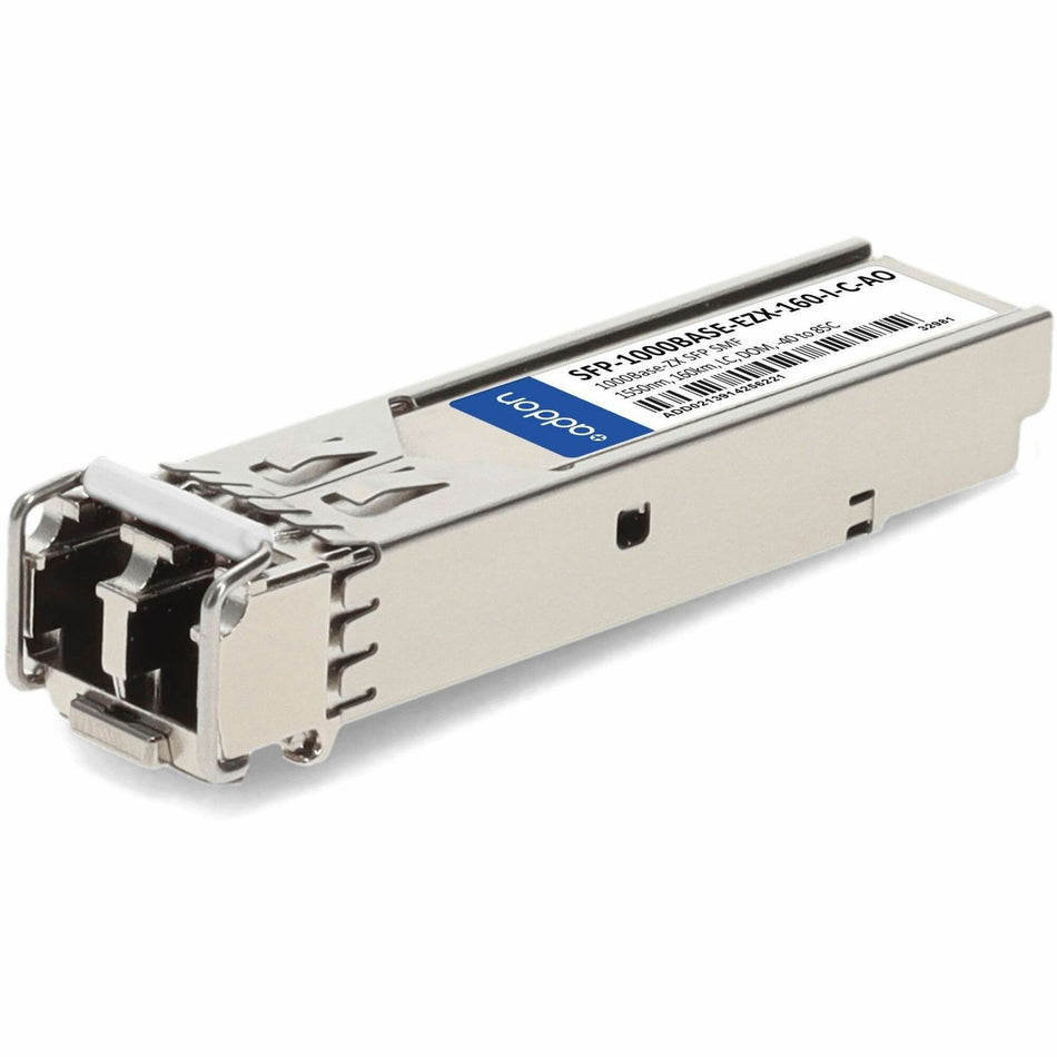 AddOn Cisco&reg; Compatible TAA 1000Base-ZX SFP Transceiver (SMF, 1550nm, 160km, LC, DOM, -40 to 85C) - SFP-1000BASE-EZX-160-I-C-AO