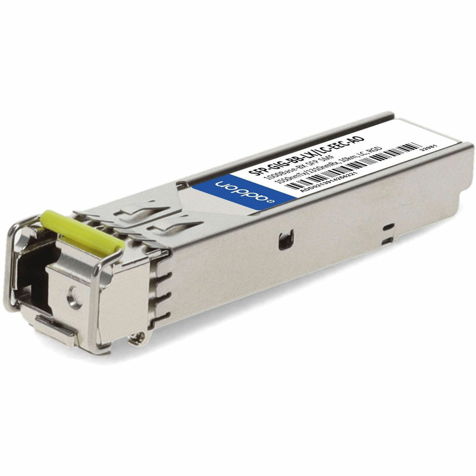 AddOn Hirschmann&reg; SFP-GIG-BB-LX/LC-EEC Compatible TAA 1000Base-BX SFP Transceiver (SMF, 1550nmTx/1310nmRx, 20km, LC, DOM, -40 to 85C) - SFP-GIG-BB-LX/LC-EEC-AO