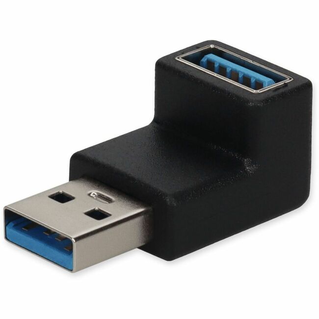 AddOn USB-A 3.0 Male Right Angle To USB-A 3.0 Female Black Adapter - USB3RT2USB3F