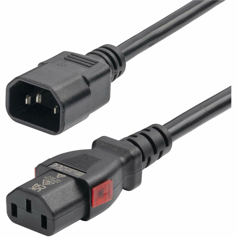 StarTech.com 4ft (1.2m) Power Extension Cord, IEC 60320 C14 to Locking C13, PDU Power Cord, 10A 250V, 18AWG, UL Listed - 87L3-8400-POWER-CORD
