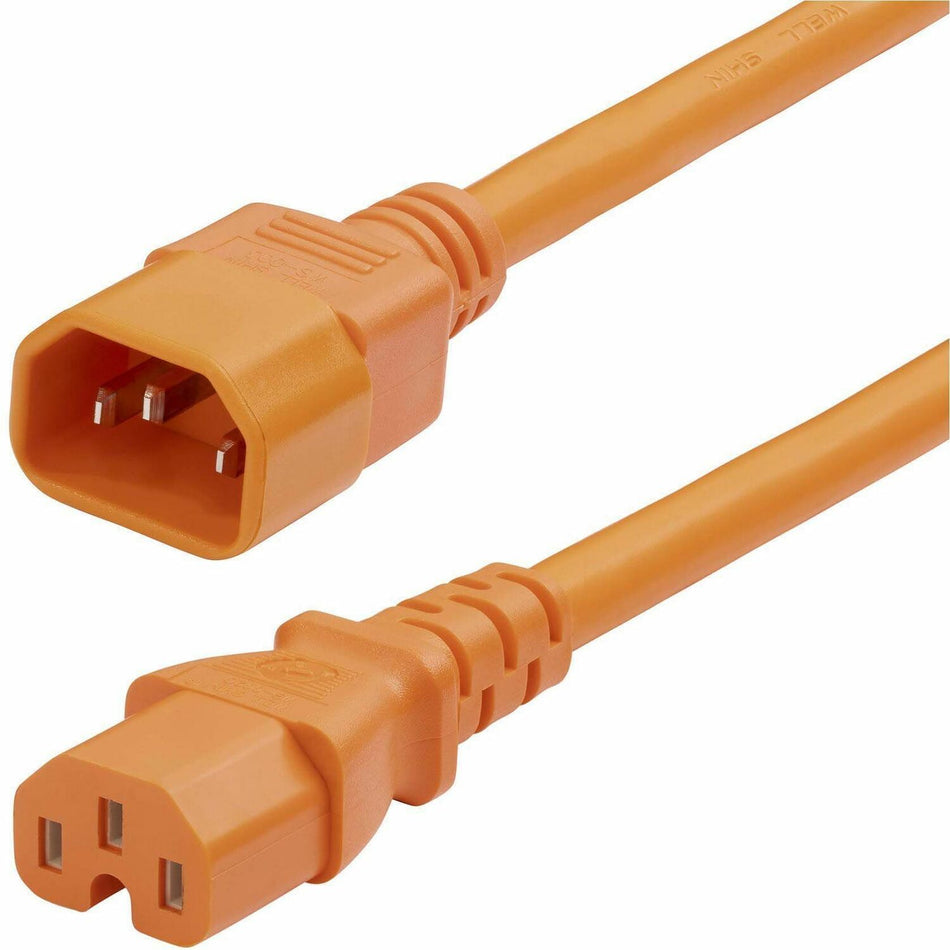 StarTech.com 6ft (1.8m) Heavy Duty PDU Power Cord, IEC 60320 C14 to C15, 15A 250V, 14AWG, Orange Power Cable, UL Listed - 8915-460Q-POWER-CORD