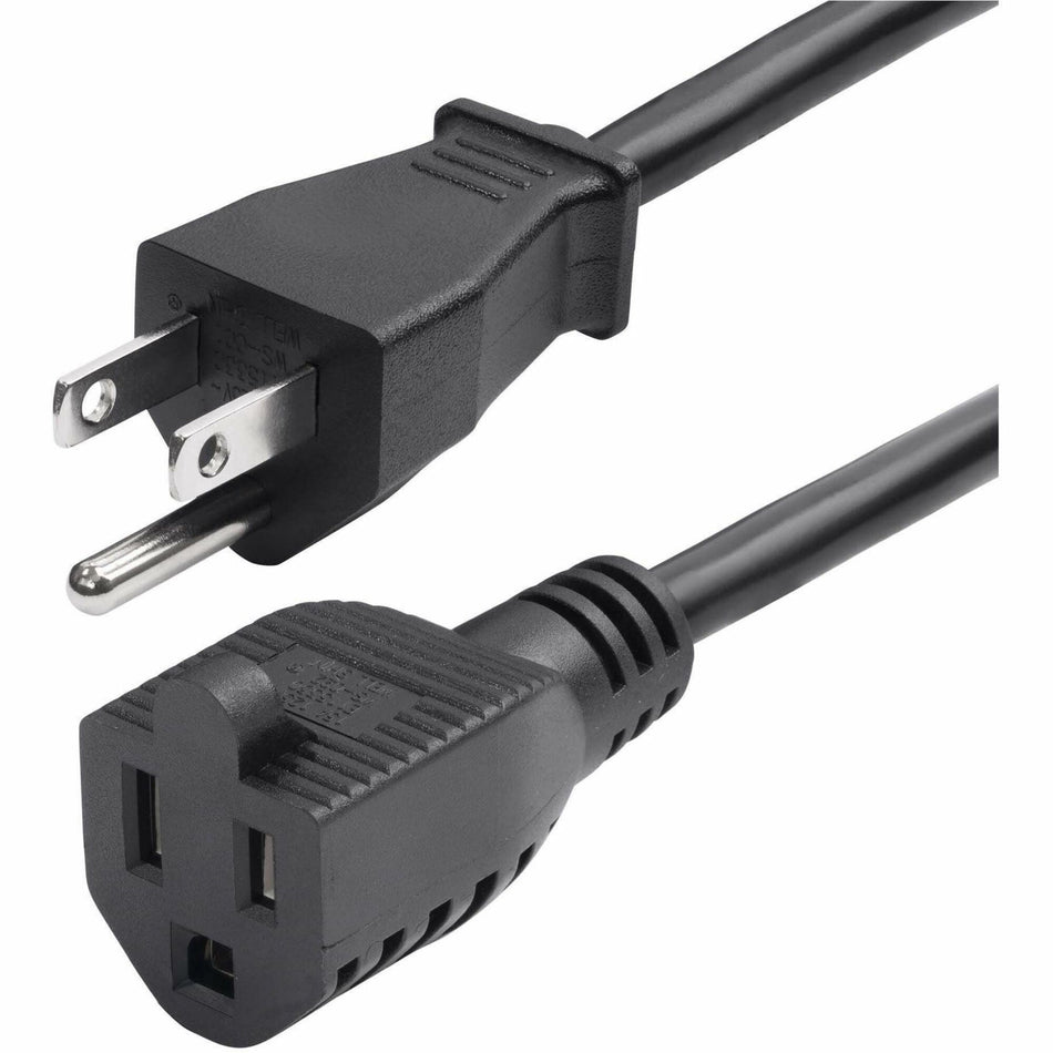 StarTech.com 10ft (3m) Power Extension Cord, NEMA 5-15P to NEMA 5-15R AC Power Cable, 10A 125V, 18AWG, UL Listed - 231A-8A00-POWER-CORD