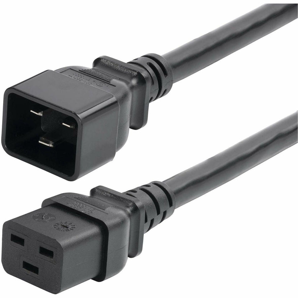 StarTech.com 2ft (60cm) Heavy Duty Extension Cord, IEC 60320 C19 to C20 Black Extension Cord, 20A 250V, 12AWG, UL Listed - BA16-2200-POWER-CORD