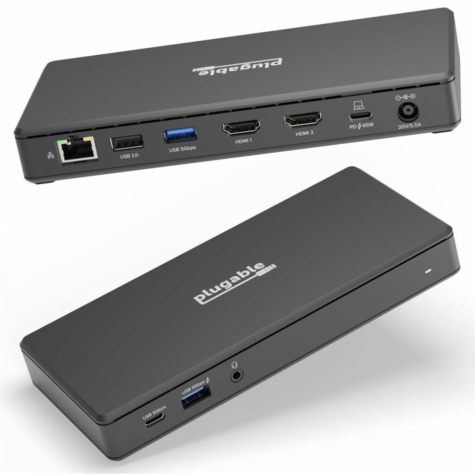 Plugable USB C Docking Station Dual Monitor 2 HDMI Ports, Power Delivery Dock, Dual 4K Monitor - UD-MSTH2