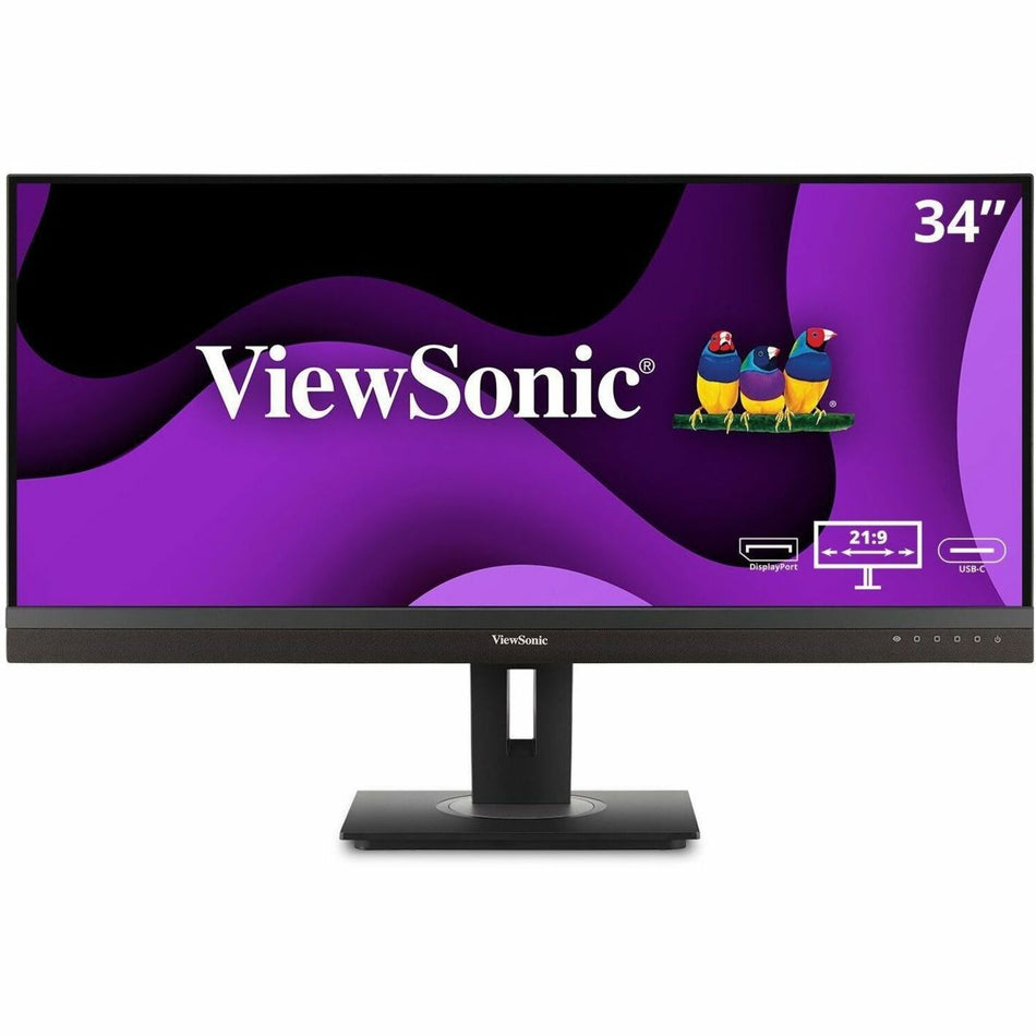 ViewSonic Ergonomic VG3456A - 34" 21:9 Ultrawide 1440p IPS Monitor with Built-In Docking, 100W USB-C, RJ45 - 300 cd/m&#178; - VG3456A