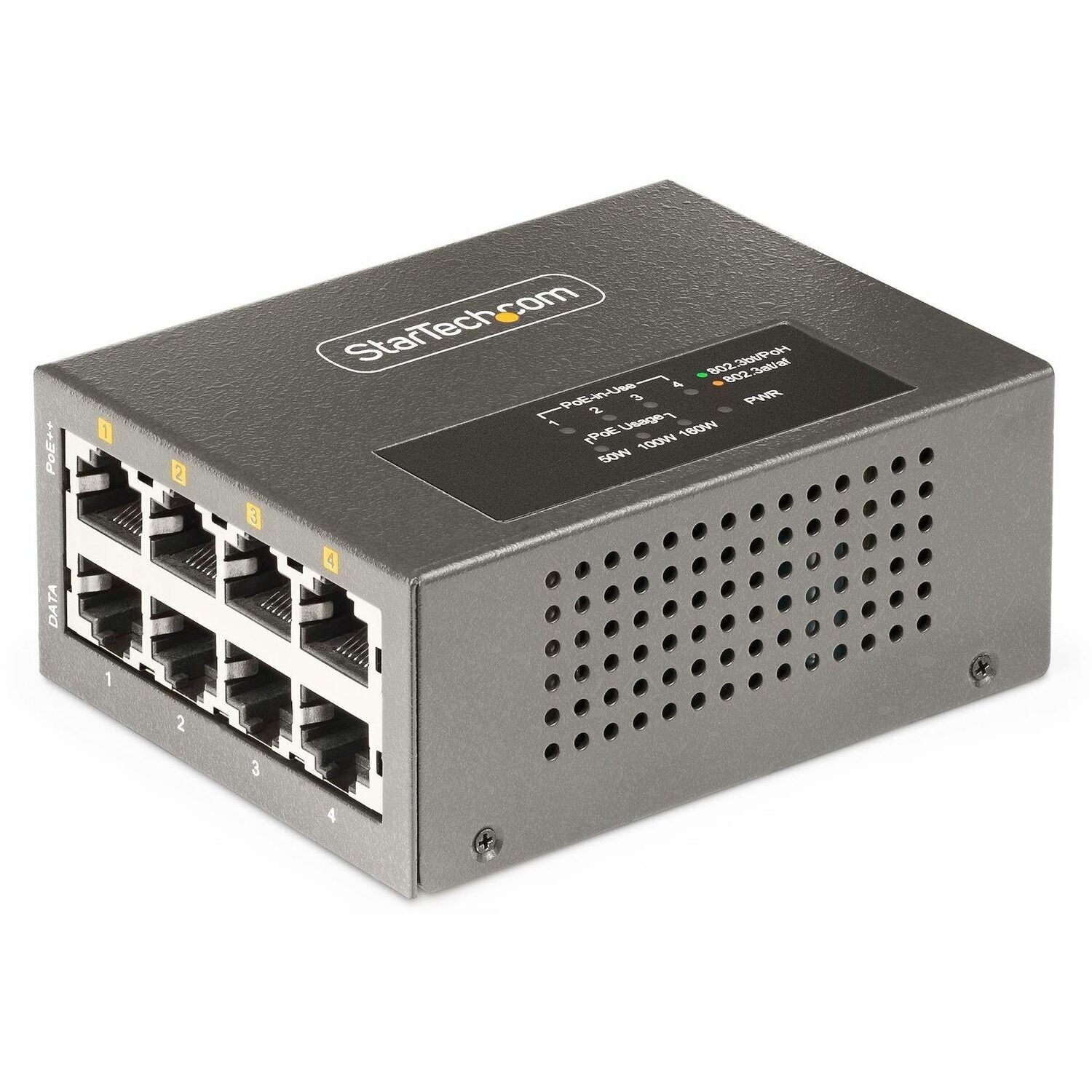 StarTech.com 4-Port Multi-Gigabit PoE++ Injector, 5/2.5/1G Ethernet (NBASE-T), PoE/PoE+/PoE++ (802.3af/802.3at/802.3bt), 160W Power Budget - AS445C-POE-INJECTOR