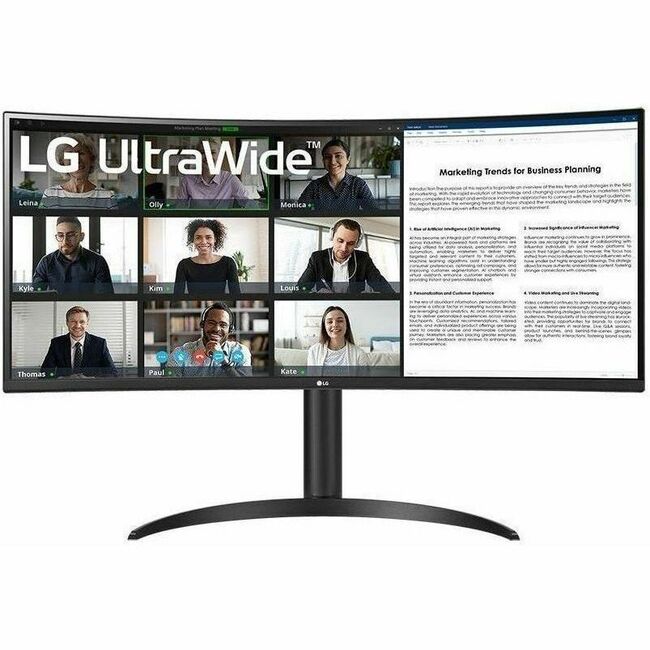 LG 34BR55QC-B 34" Class UWQHD Curved Screen LCD Monitor - 21:9 - Textured Black - TAA Compliant - 34BR55QC-B