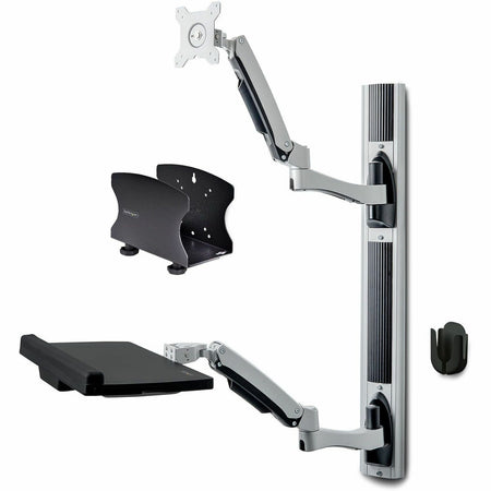StarTech.com Wall Mount Workstation, VESA Mount 22lb/10kg, Fully Articulating Monitor Mount & Keyboard Tray, Standing Desk w/PC Bracket - 2PASTSC-WALL-MOUNT