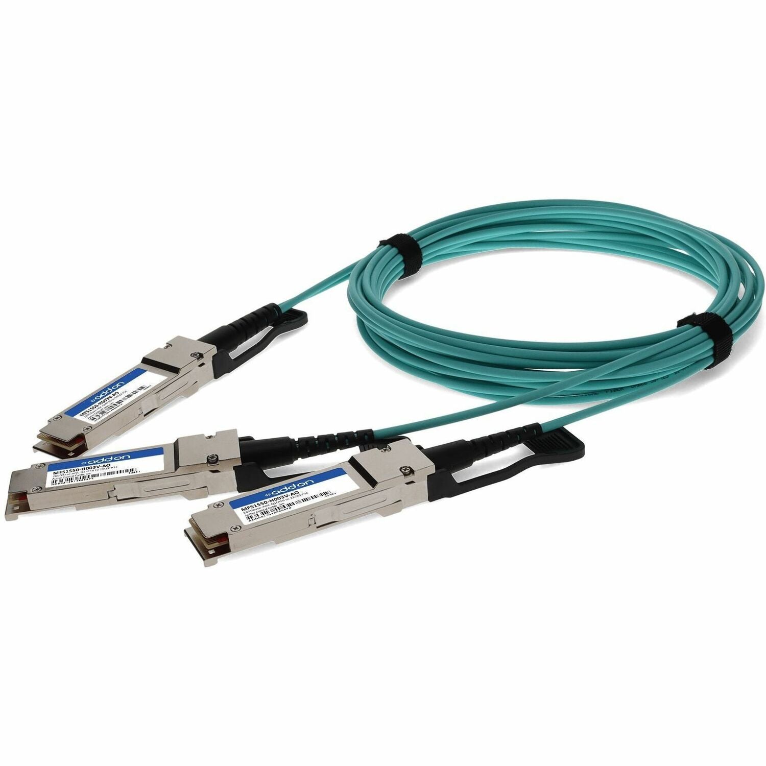 Mellanox MFS1S50-H003V Compatible TAA 200G-AOC QSFP56 to 2xQSFP56 Infiniband HDR Active Optical Cable (850nm, MMF, 3m, LSZH) - MFS1S50-H003V-AO