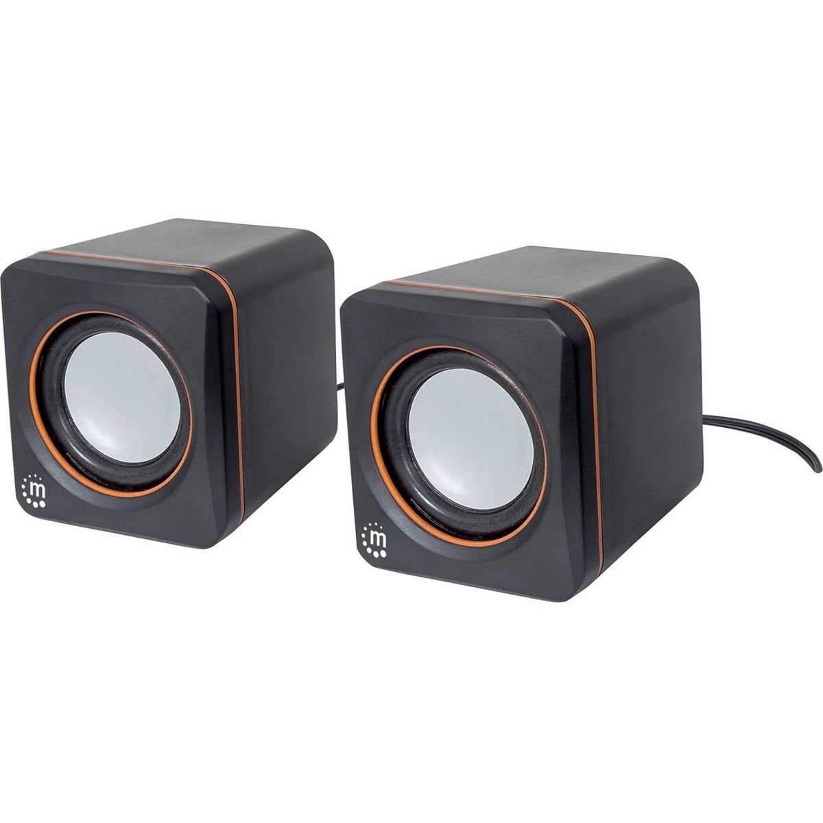 2600 Series Speaker System, Small Size, Big Sound, Two Speakers, Stereo, USB power, Output: 2x 3W, 3.5mm plug for sound, In-Line volume control, Cable 0.9m, Black, Three Year Warranty - 161435