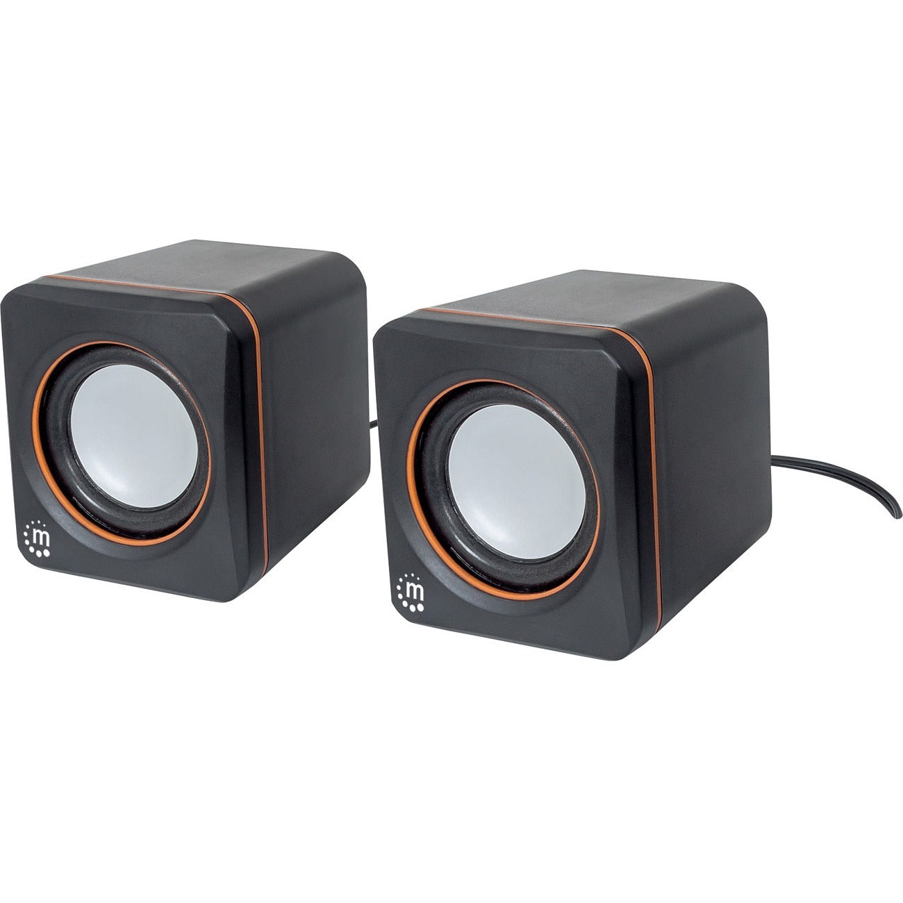 2600 Series Speaker System, Small Size, Big Sound, Two Speakers, Stereo, USB power, Output: 2x 3W, 3.5mm plug for sound, In-Line volume control, Cable 0.9m, Black, Three Year Warranty - 161435