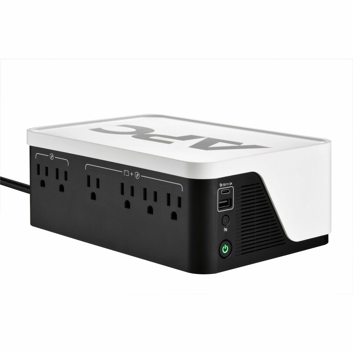 APC Back-UPS, 500VA/300W, Floor/Wall Mount, 120V, 6x NEMA 5-15R outlets, USB Type A + C Ports, Battery is not user replaceable - BE500G3