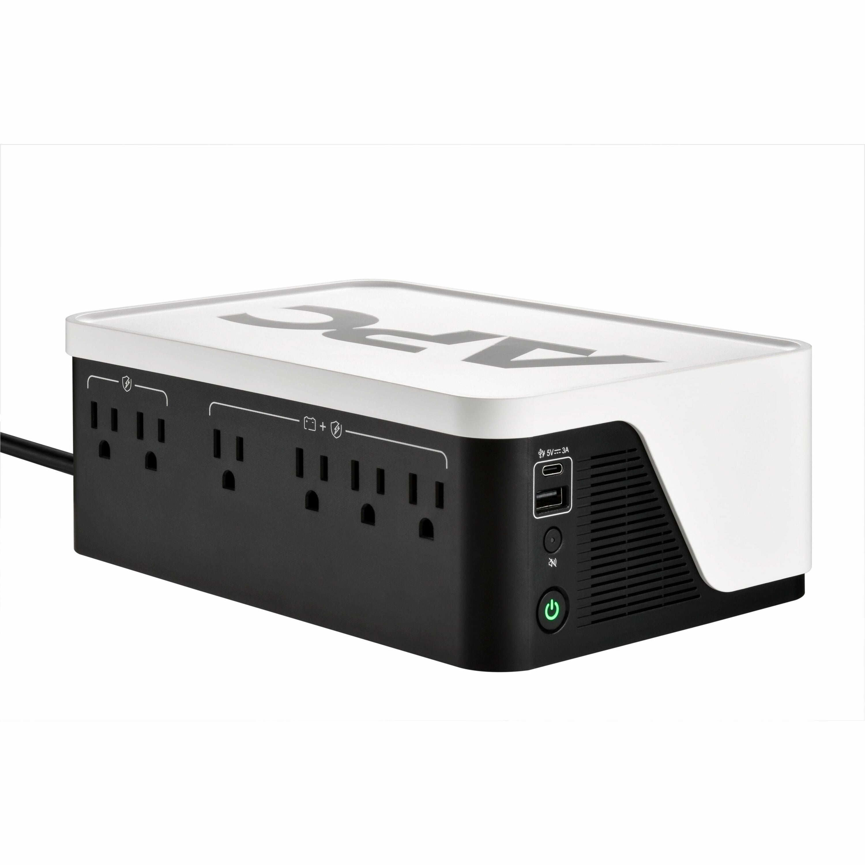 APC Back-UPS, 500VA/300W, Floor/Wall Mount, 120V, 6x NEMA 5-15R outlets, USB Type A + C Ports, Battery is not user replaceable - BE500G3