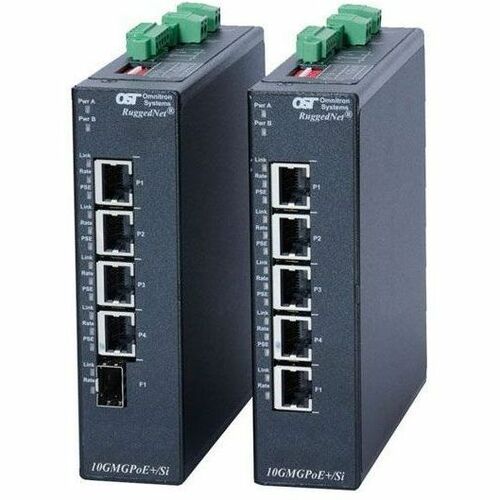 Omnitron Systems 10G Unmanaged Industrial Multi-Gigabit / Multi-Rate PoE + Switch - 9661-0-14-2Z