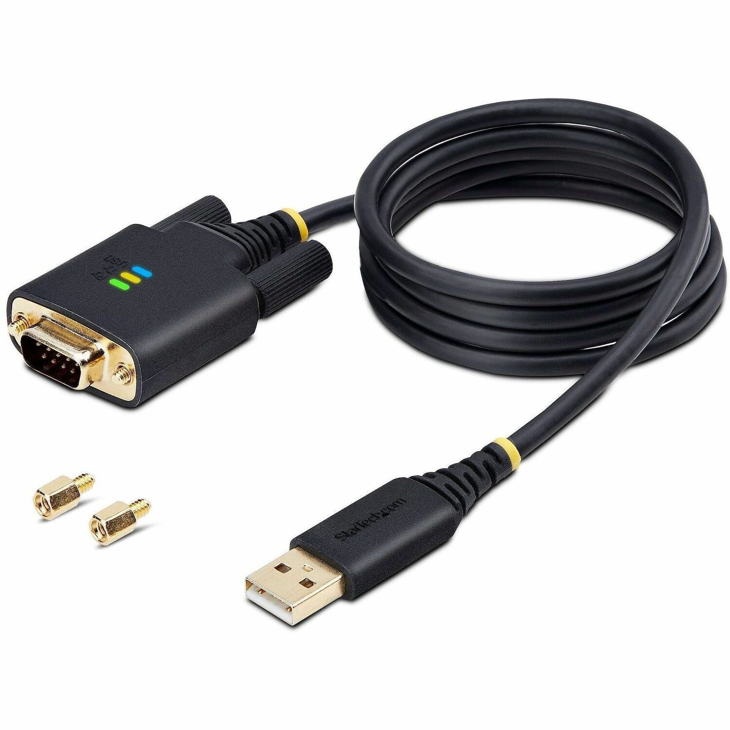 StarTech.com 3ft (1m) USB to Serial Adapter Cable, COM Retention, FTDI IC, DB9 RS232, Interchangeable DB9 Screws/Nuts, Windows/macOS/Linux - 1P3FFCB-USB-SERIAL