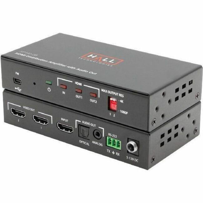 Hall Research 2-Channel HDMI Splitter with Analog and Optical Audio Output and 4K Support - SP-HD-2B