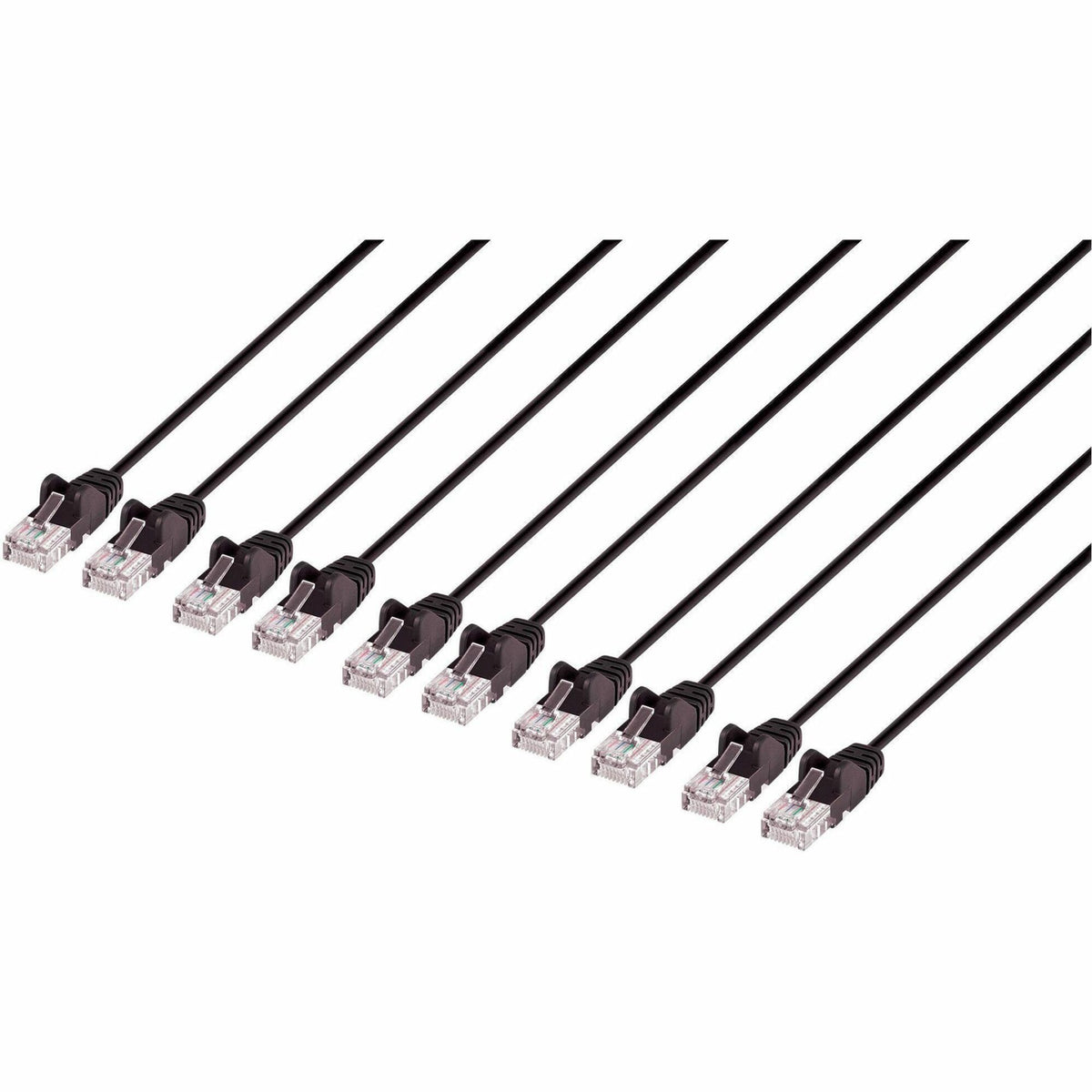 Intellinet Cat6 U/UTP Slim Network Patch Cable, 7 ft., Black, 10-Pack - 742603